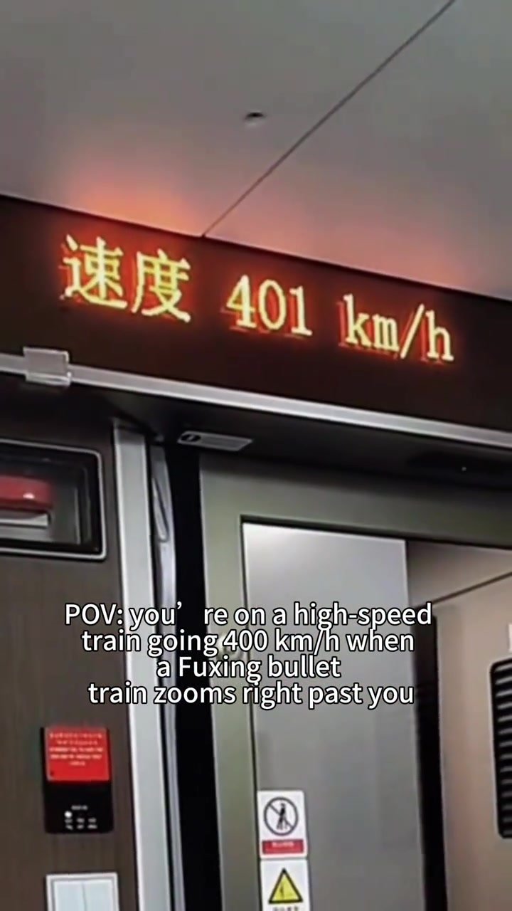 Onboard display in the video showing a speed reading of 401 kilometres per hour
